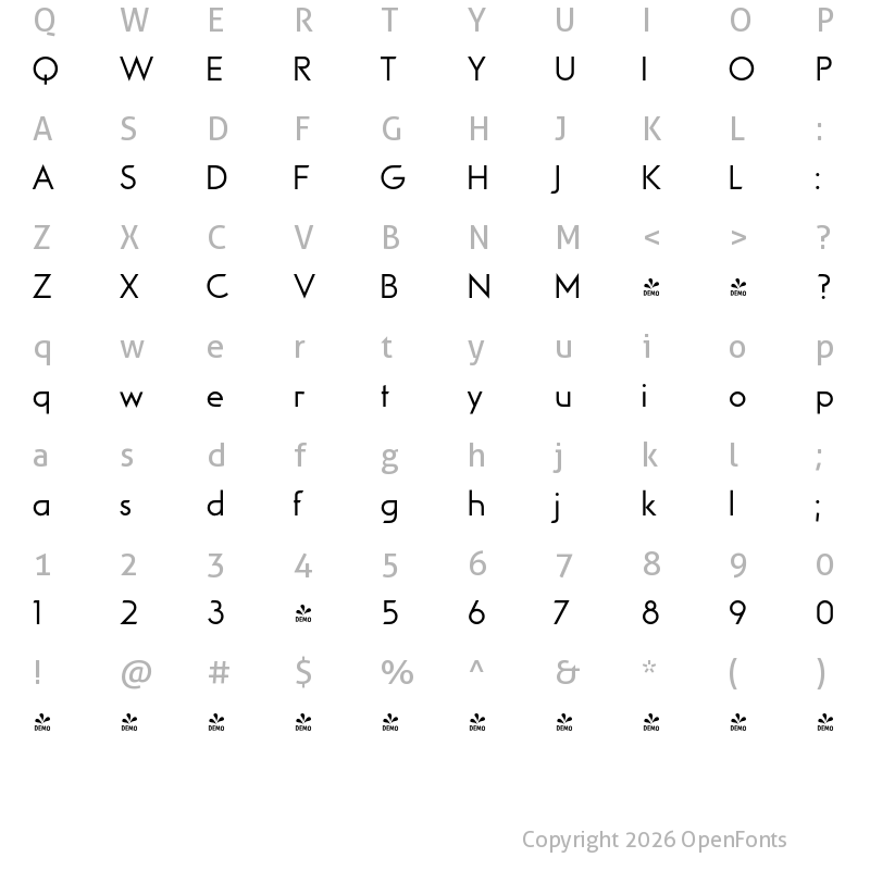 Character Map of FONTSPRING DEMO - Viata Regular