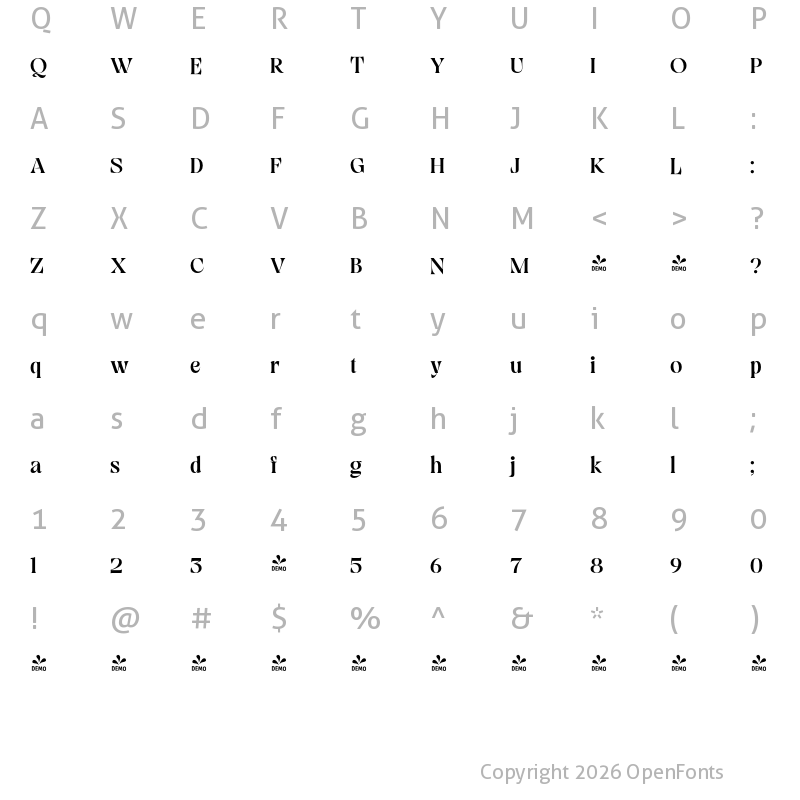 Character Map of FONTSPRING DEMO - Viory Med Regular