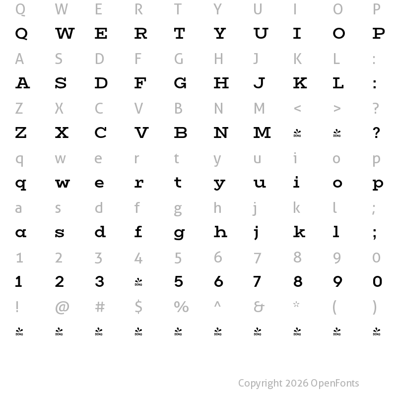 Character Map of FONTSPRING DEMO - Vivala G-Slab DemiBold Regular