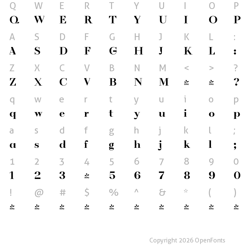 Character Map of FONTSPRING DEMO - VolkoSerif Poster Bold