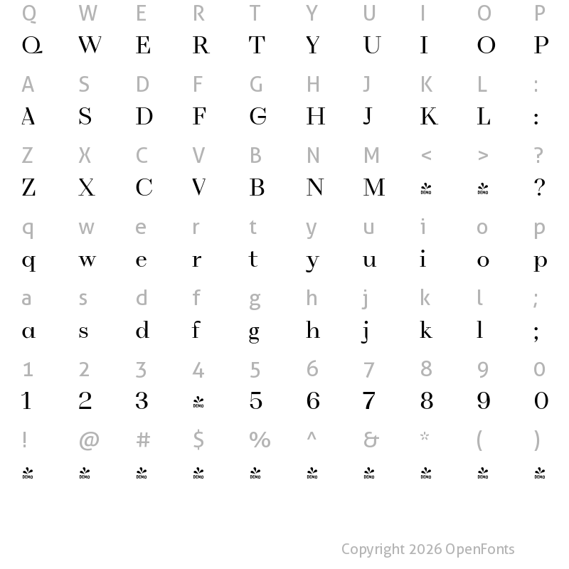 Character Map of FONTSPRING DEMO - VolkoSerif Poster Light Regular