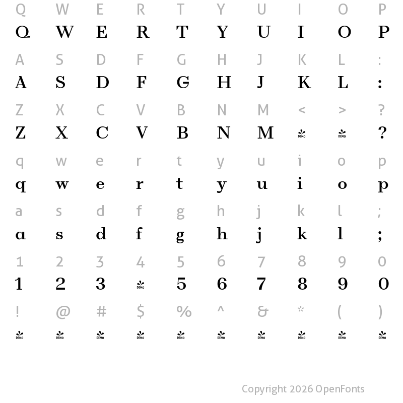 Character Map of FONTSPRING DEMO - VolkoSerif Text Medium Regular