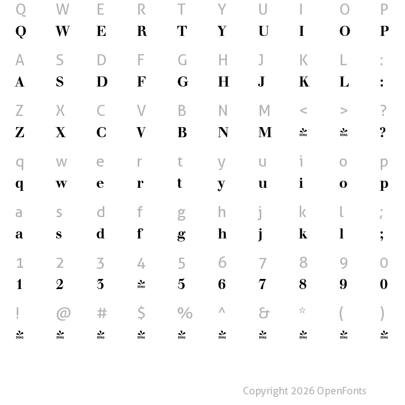 Character Map of FONTSPRING DEMO - Walbaum Original Pro Medium Regular