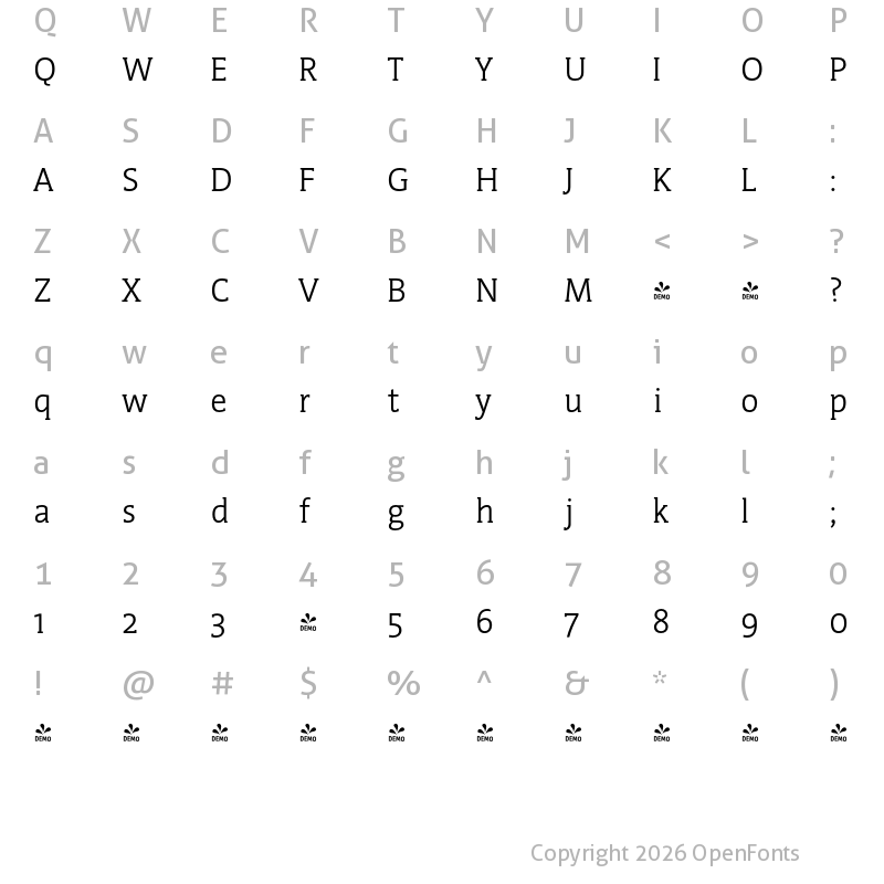 Character Map of FONTSPRING DEMO - WerkSerif Regular