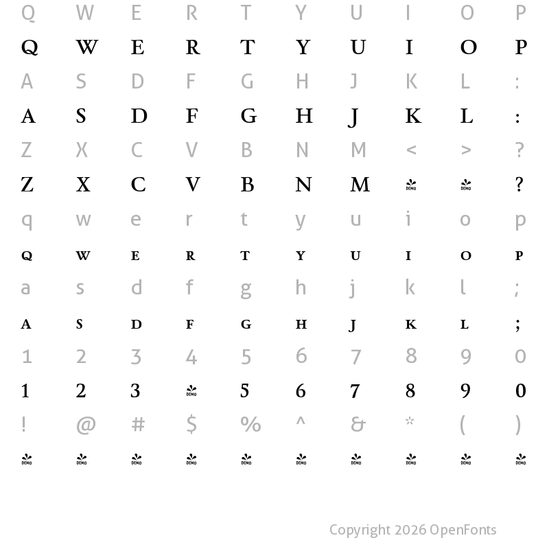 Character Map of FONTSPRING DEMO - Winthorpe Sc Sb Regular