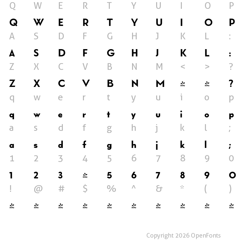 Character Map of FONTSPRING DEMO - Wright Roman ExtraBold Regular