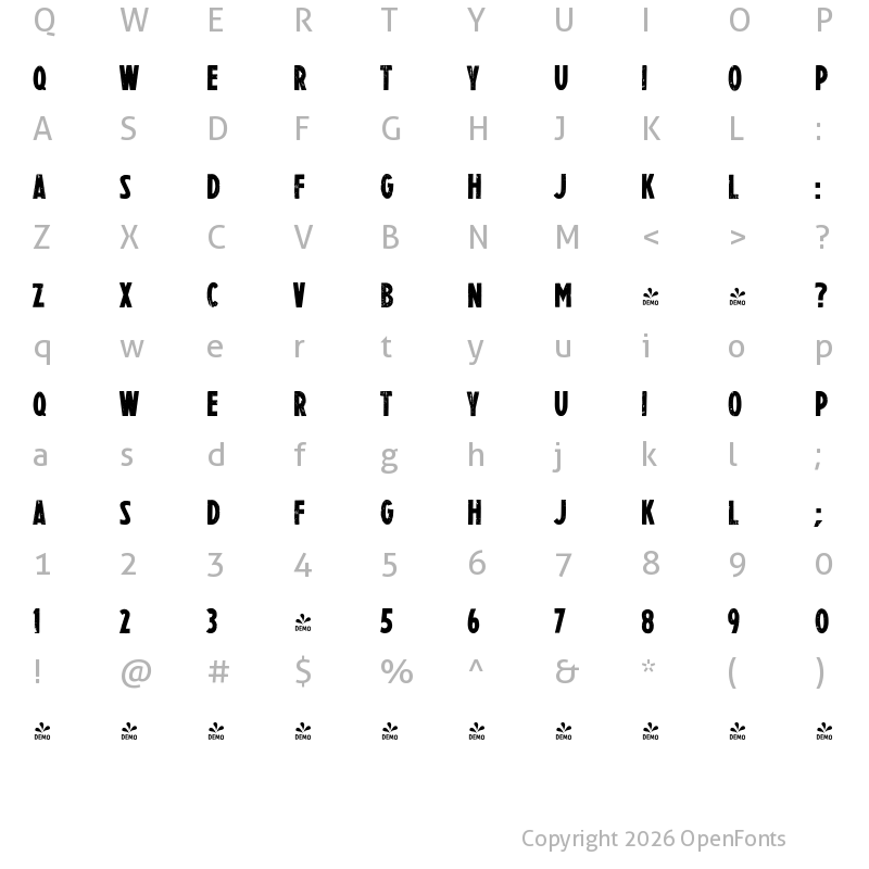 Character Map of FONTSPRING DEMO - WTC BENITO Regular