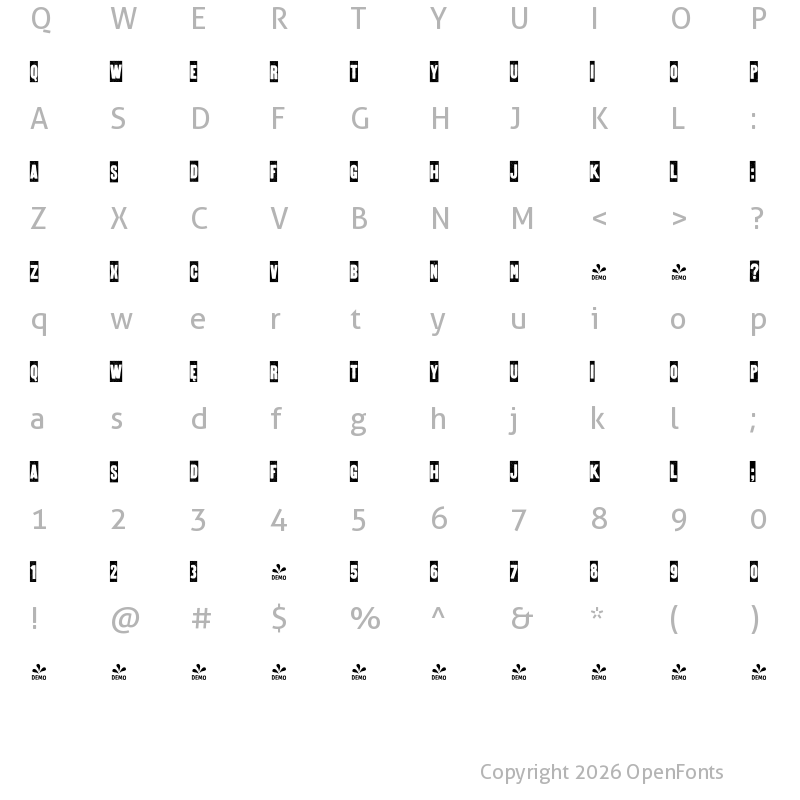 Character Map of FONTSPRING DEMO - WTC BRIE Regular