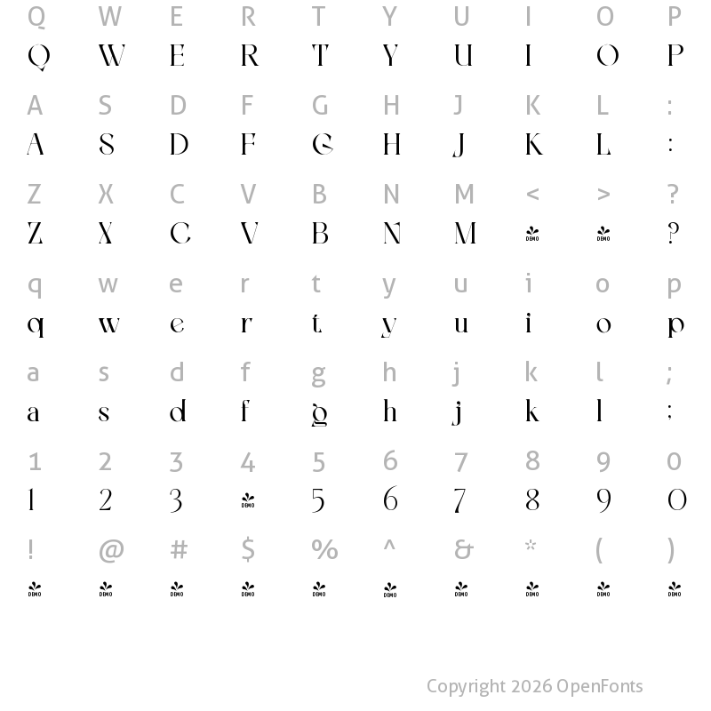 Character Map of FONTSPRING DEMO - Zenoa Medium Regular