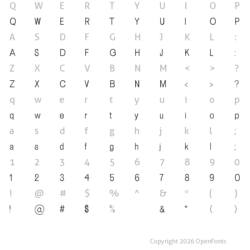 Character Map of Fonzy Light