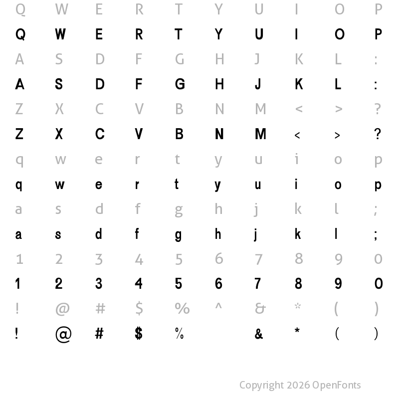 Character Map of Fonzy Regular