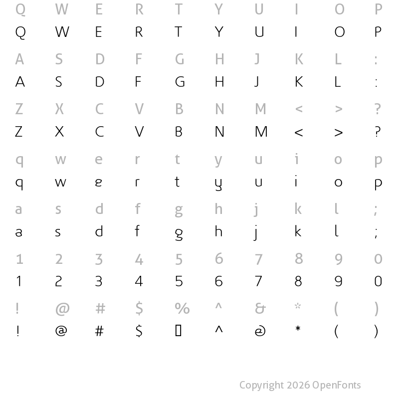 Character Map of For the love of fonts Light ALTERNATE