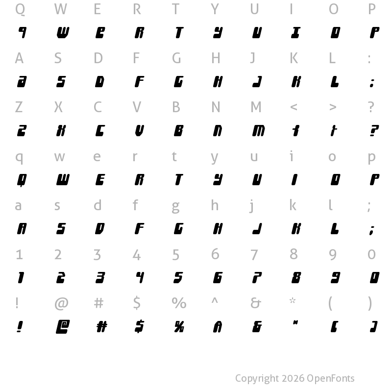 Character Map of Force Majeure Title Italic Italic