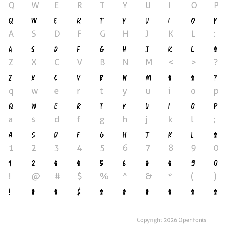 Character Map of Force Of Habit DEMO Regular