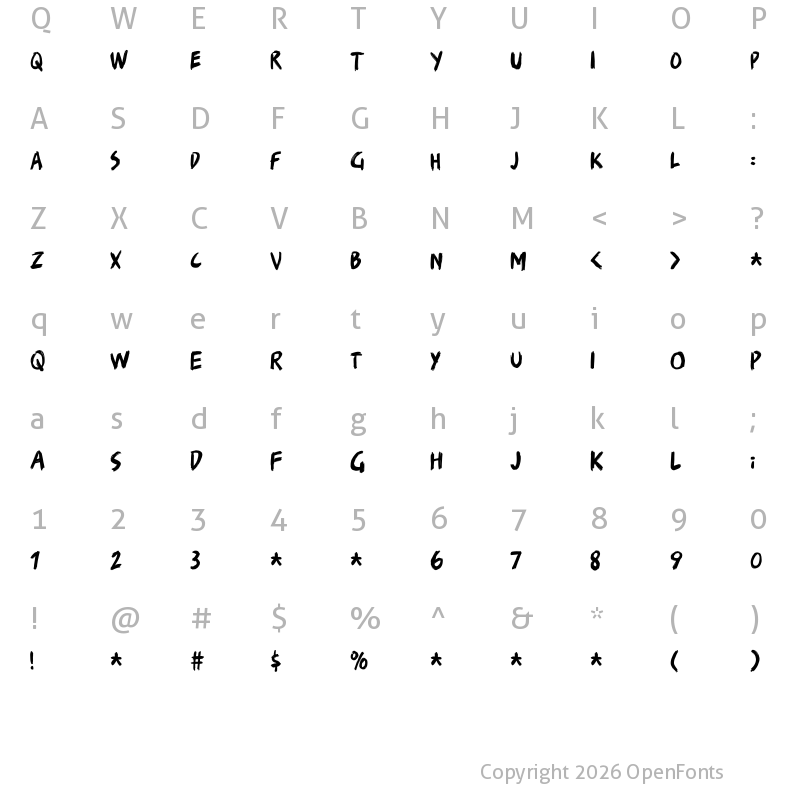 Character Map of Foreign Skies DEMO Regular