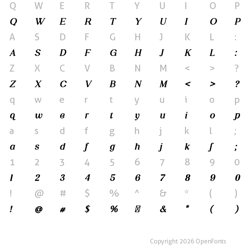 Character Map of Forestyland ExtraBold Italic
