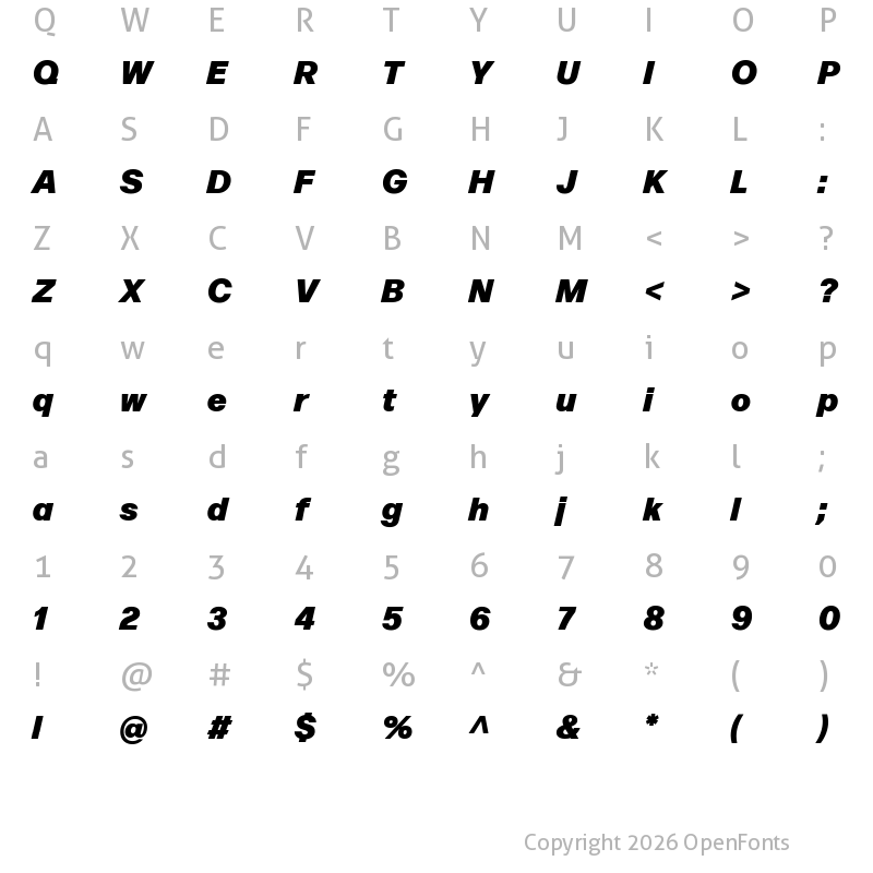 Character Map of Forma DJR Banner Black Italic