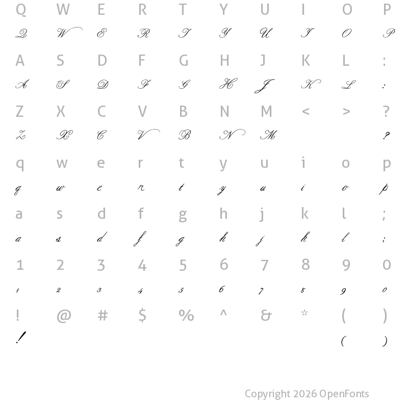 Character Map of Formal Script Medium