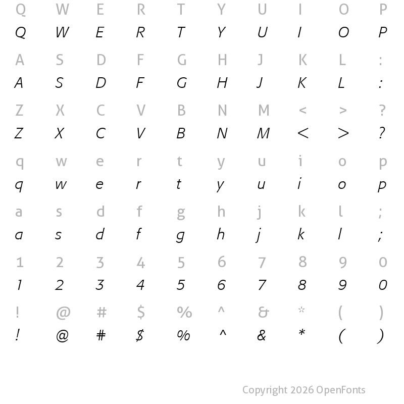 Character Map of Formata-Light LightItalic