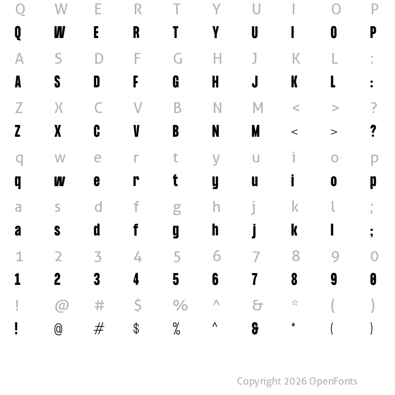 Character Map of Formula Condensed Bold