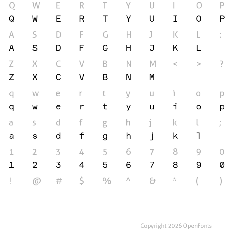 Character Map of Formular Mono Regular