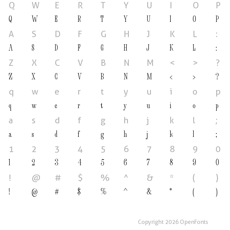 Character Map of Fornire Light
