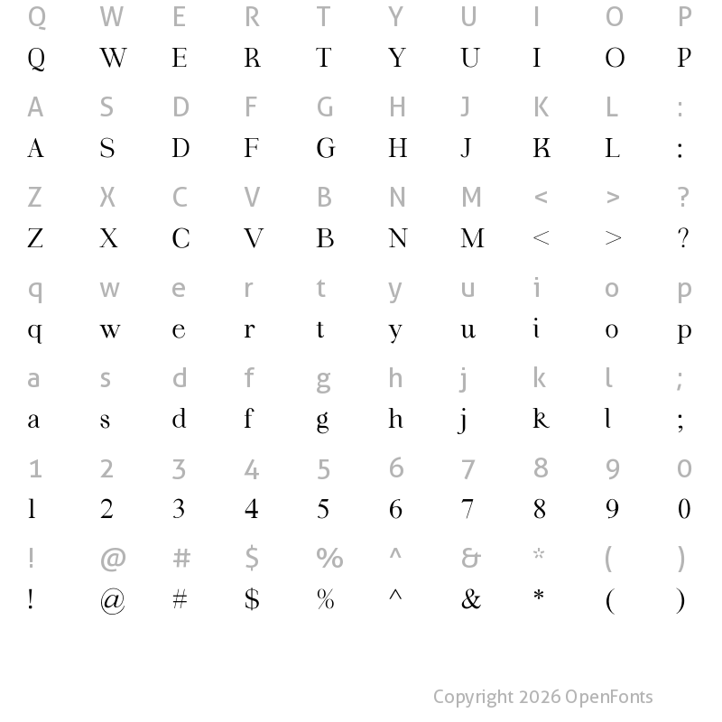 Character Map of Fortela Typeface Regular