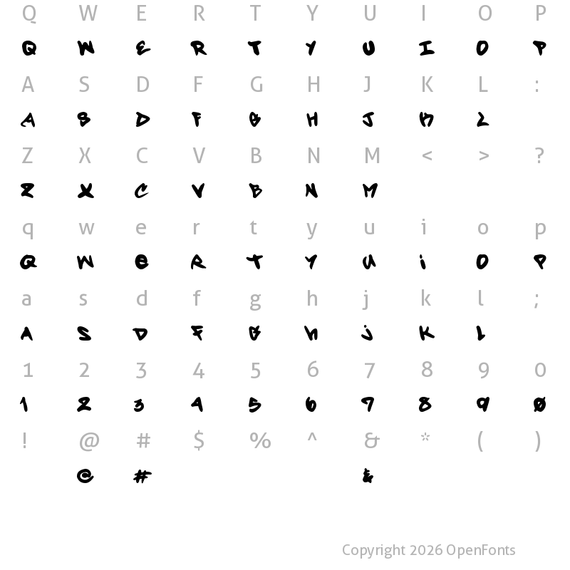 Character Map of Forty Script Regular