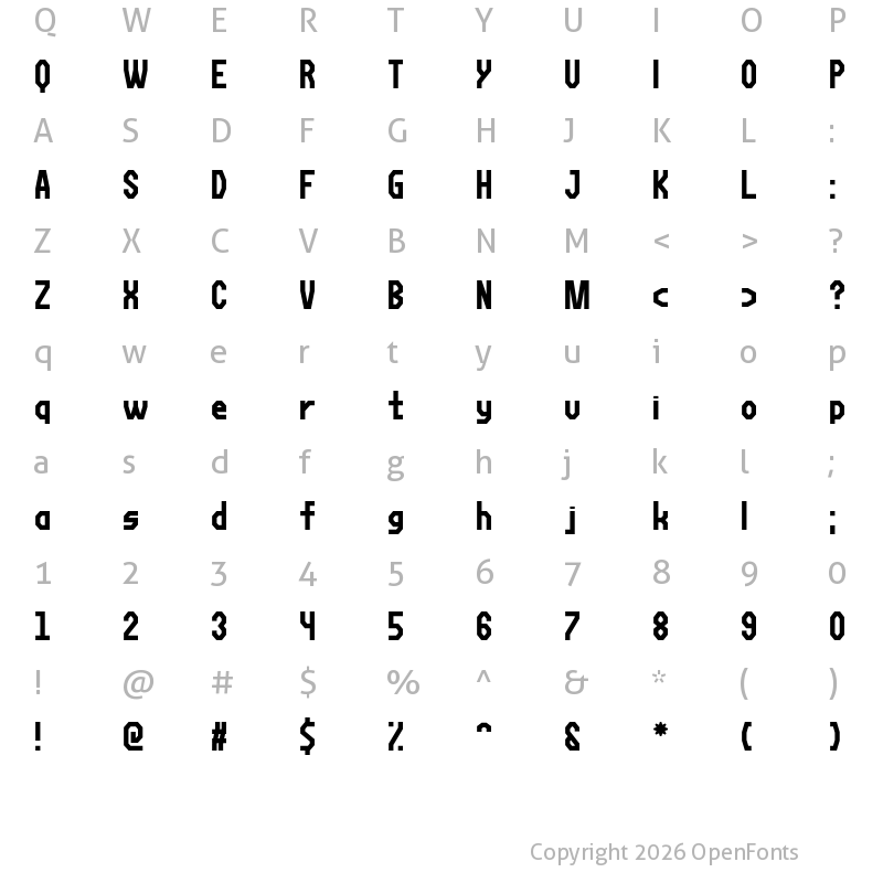 Character Map of Fortzilla Regular