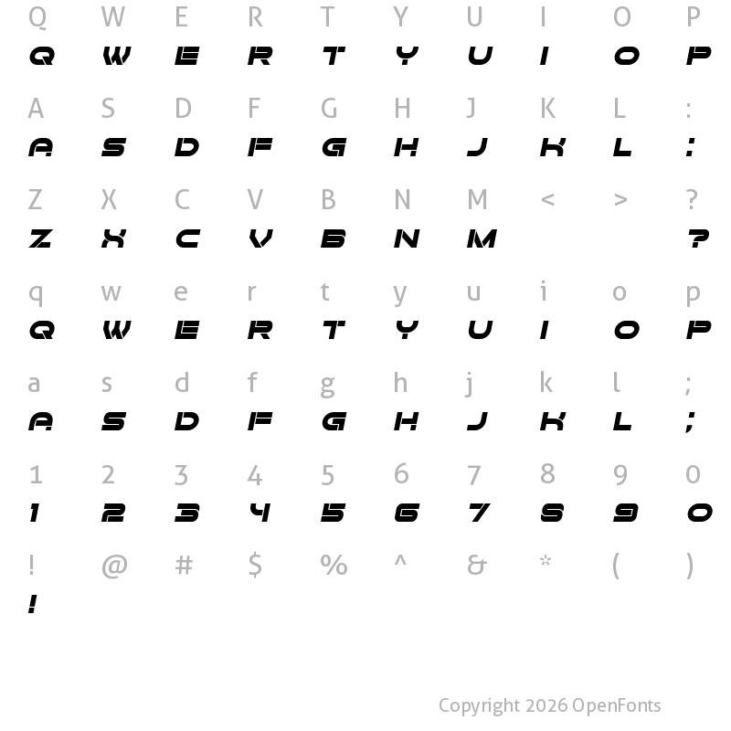 Character Map of Forvertz Italic