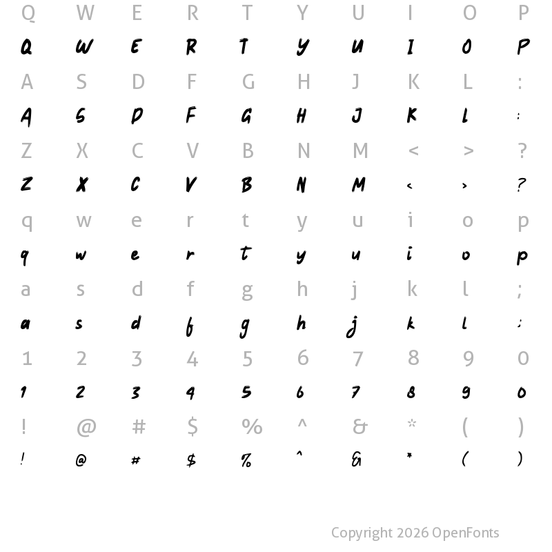 Character Map of Forza Regular