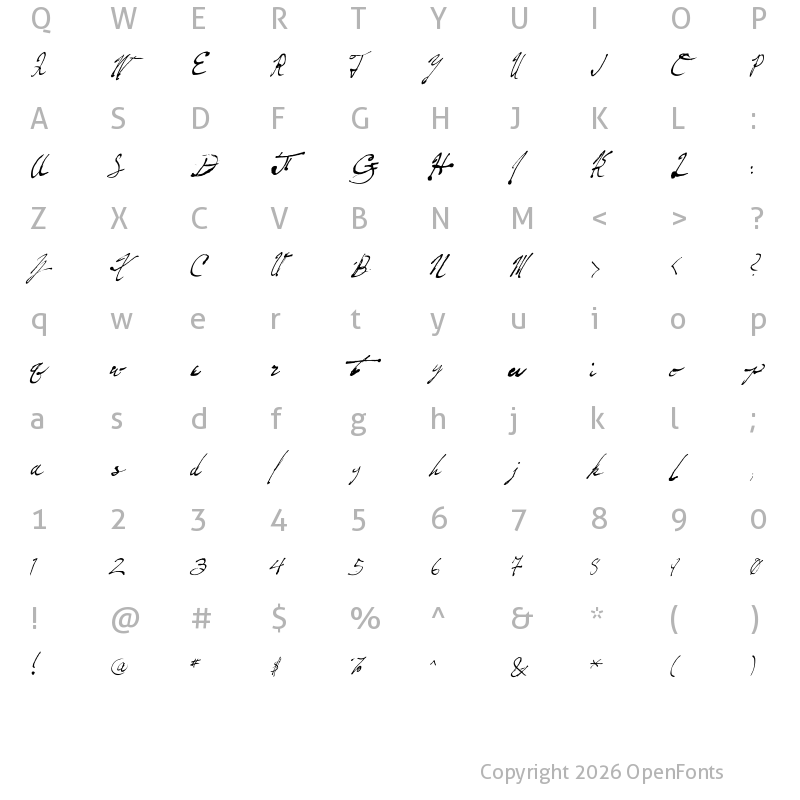 Character Map of Fountain Pen Frenzy Regular