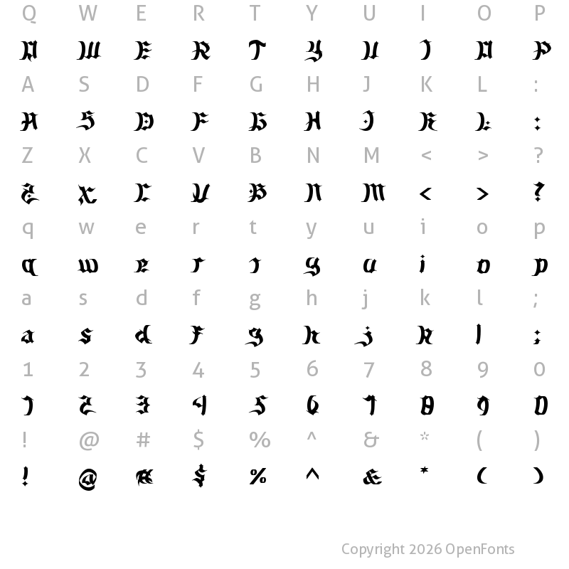 Character Map of Fourient Regular