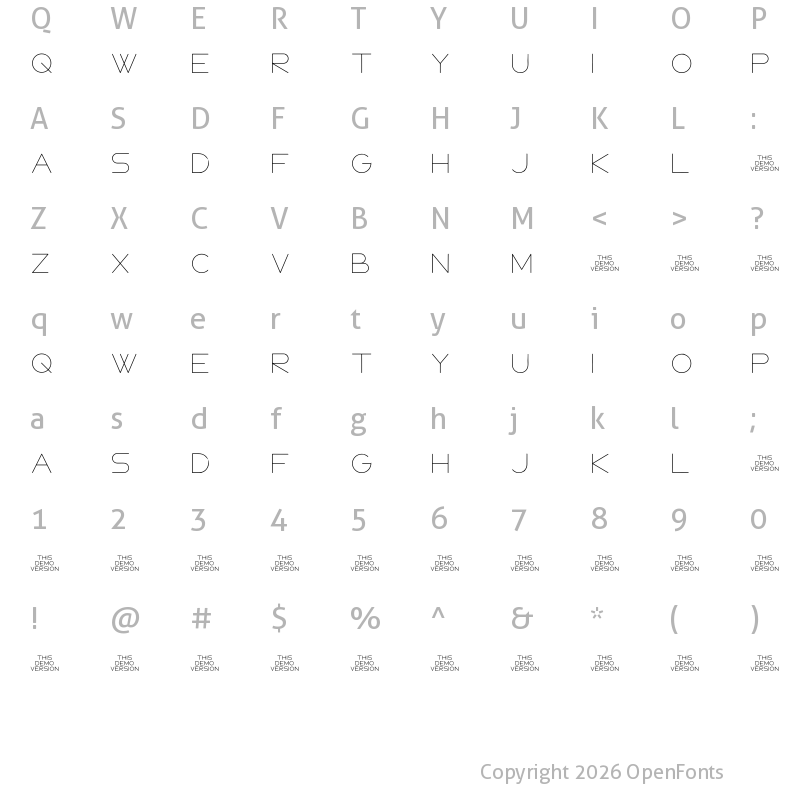 Character Map of FOXUS Regular