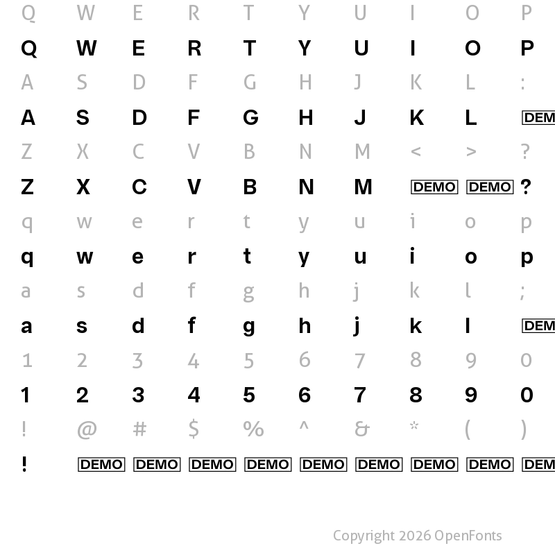 Character Map of Franca DEMO Bold