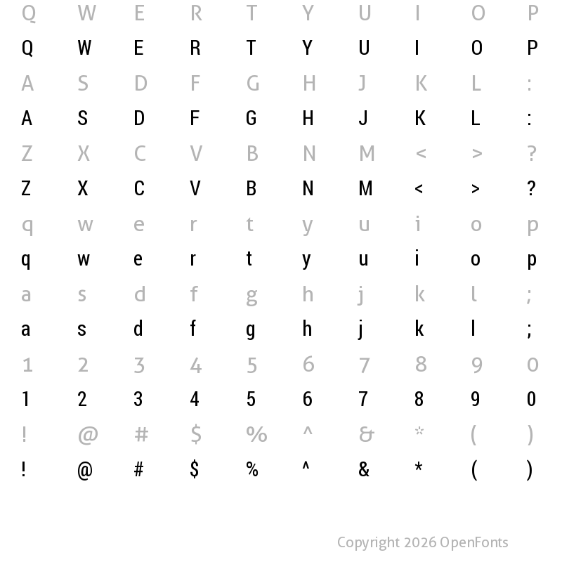 Character Map of Franco Regular