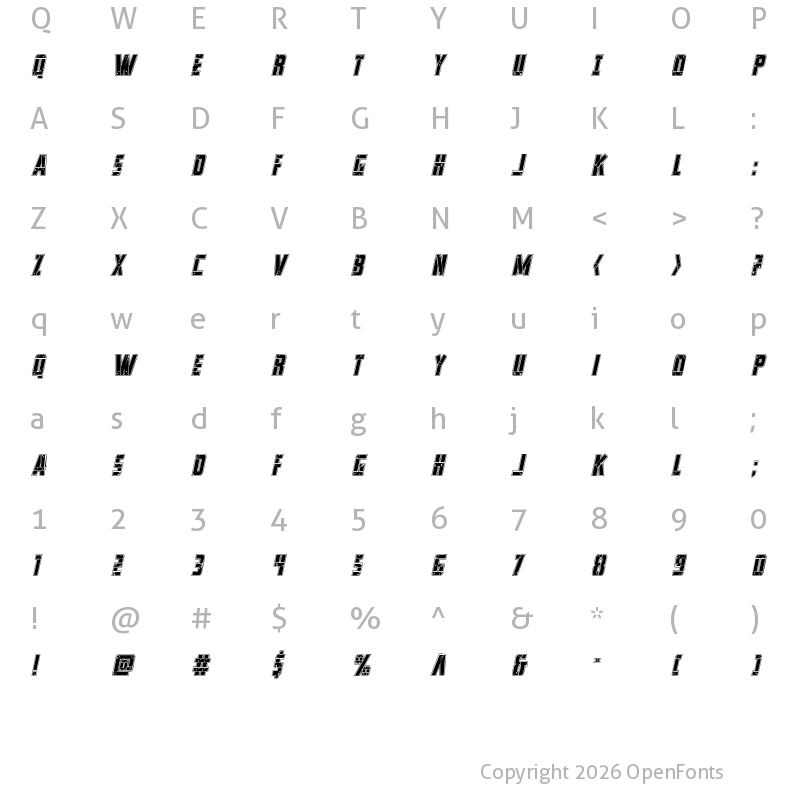 Character Map of Frank-n-Plank Academy Italic Italic
