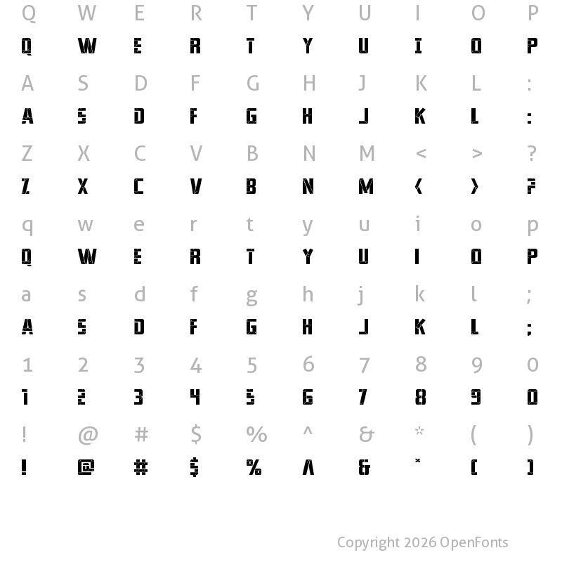 Character Map of Frank-n-Plank Expanded Expanded