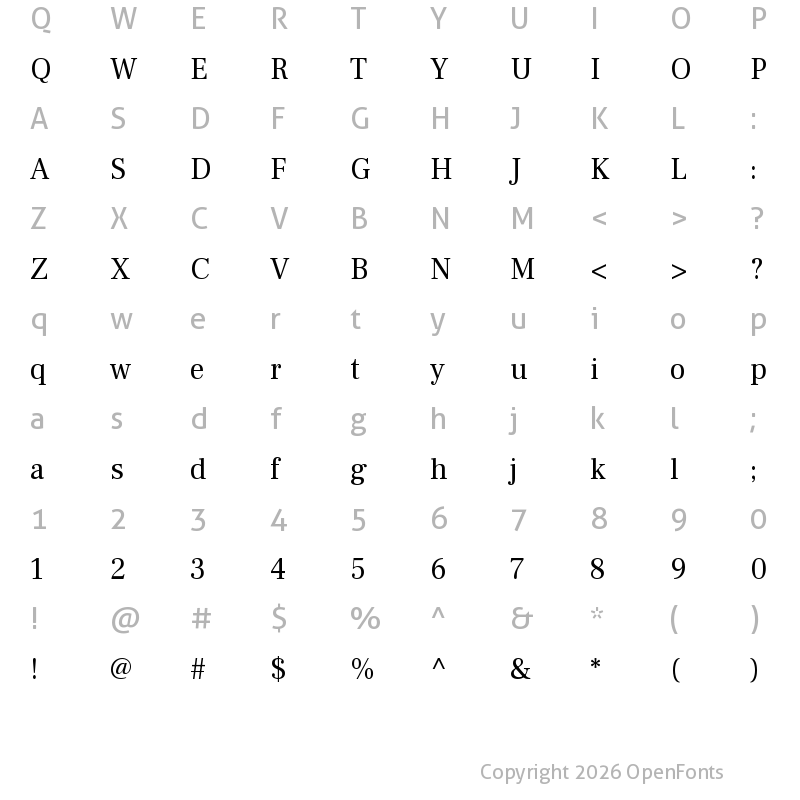 Character Map of Frank Ruhl Libre Regular