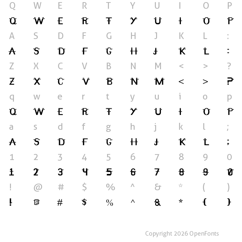 Character Map of Frankenfont Regular