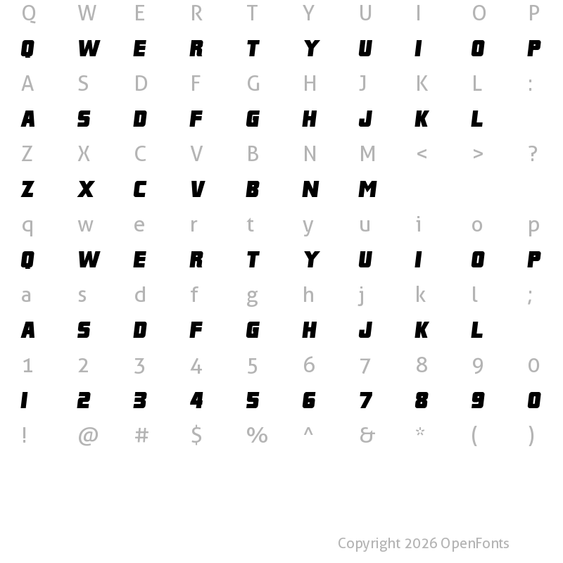Character Map of Franklin M54 Italic