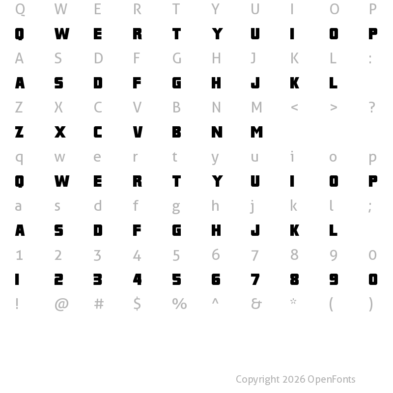 Character Map of Franklin M54 Regular