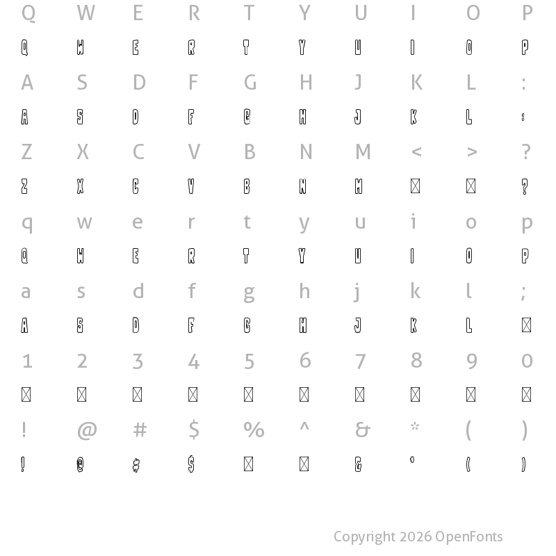 Character Map of Franky Outline Outline
