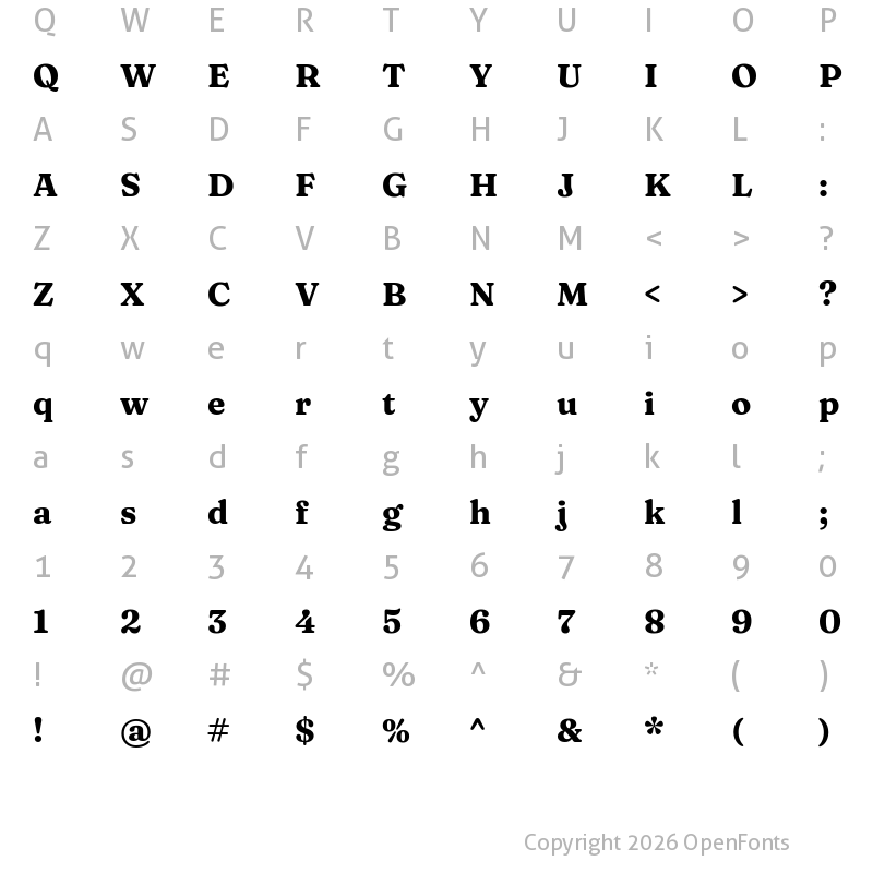 Character Map of Fraunces 9pt S050 Bold
