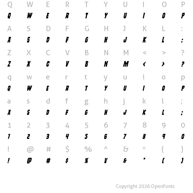 Character Map of Freakfinder Italic Italic