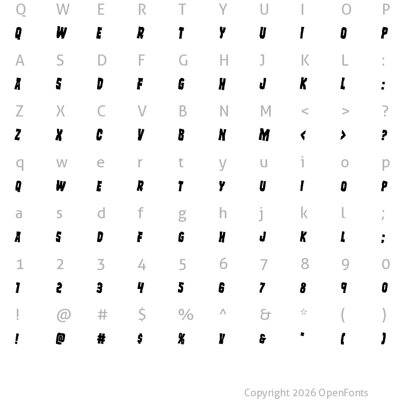 Character Map of Freakfinder Rotated 2 Regular