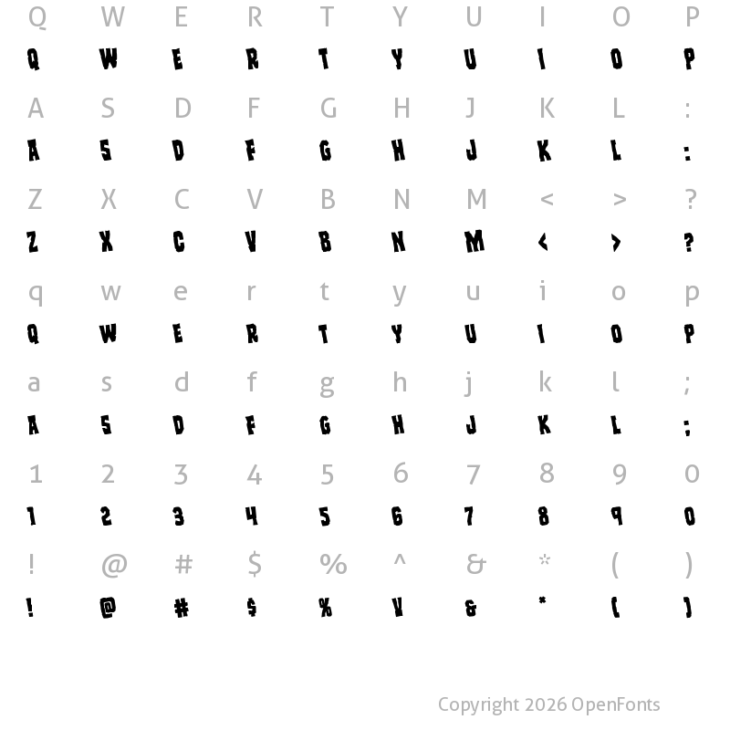 Character Map of Freakfinder Rotated Regular