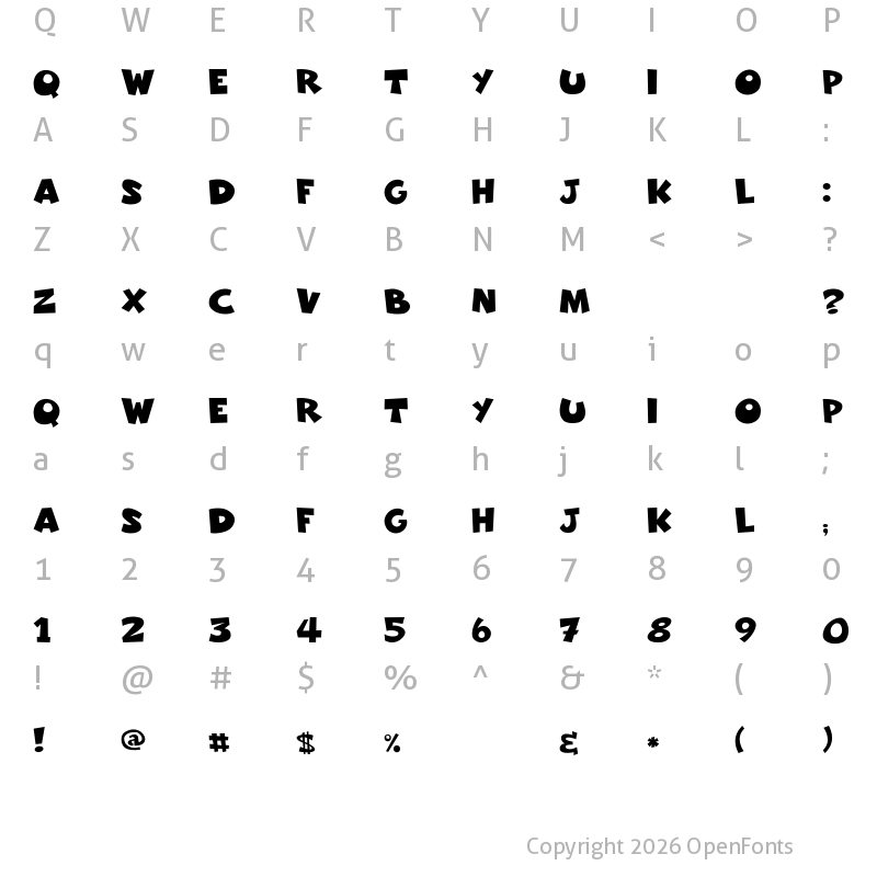 Character Map of Freakomix Regular
