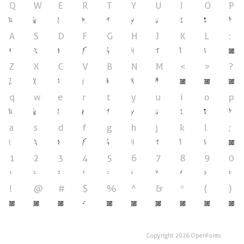 Character Map of FreakyManor Regular