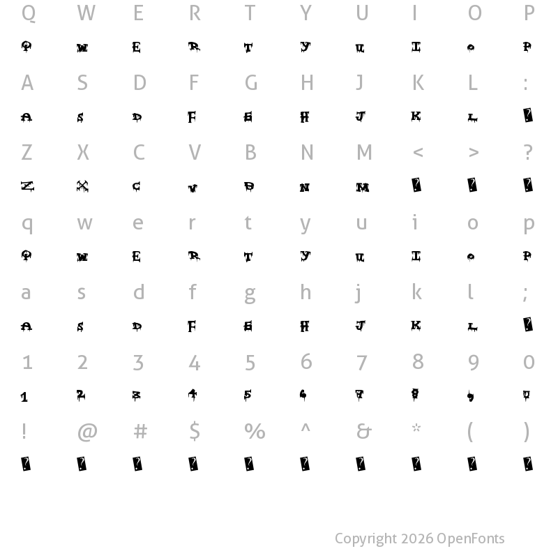 Character Map of FreakyNight Regular